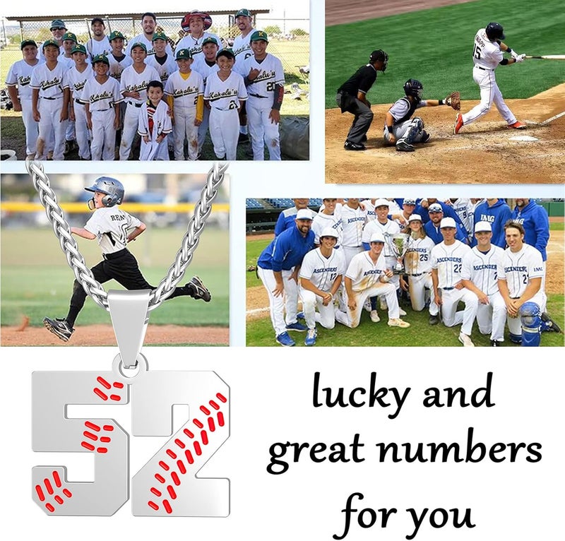 Wikavanli Personalized Baseball Jersey Number 00-99 Necklace - Stainless Steel Baseball Chain Pendant Necklace - Team Jewelry Gift for Boys, Girls, Men, Women - Image 3